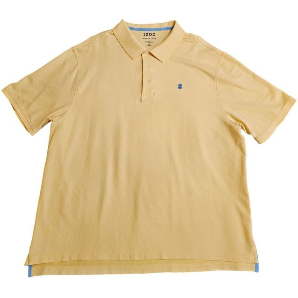 Izod Advantage Shirt Men's 2XL Yellow SS‎ Performance Stretch Golf Polo